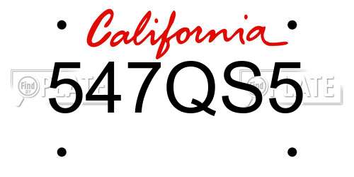 547QS5 California License Plate