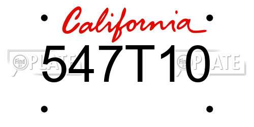 547T10 California License Plate