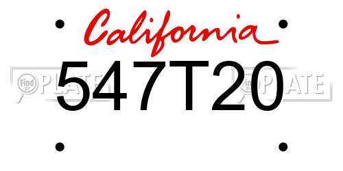 547T20 California License Plate