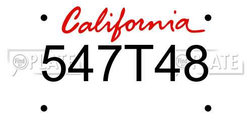 547T48 California License Plate