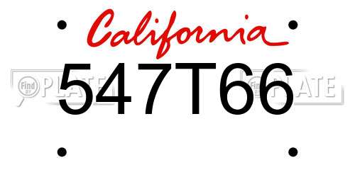 547T66 California License Plate