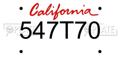 547T70 California License Plate