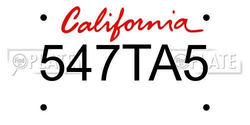 547TA5 California License Plate