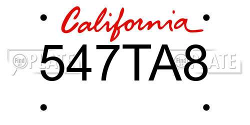 547TA8 California License Plate