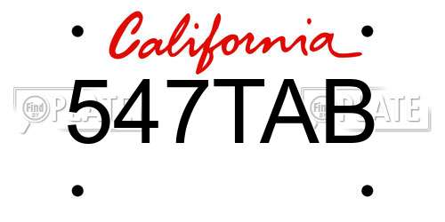 547TAB California License Plate