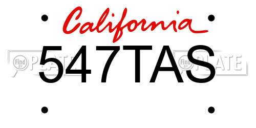 547TAS California License Plate
