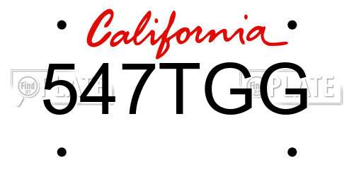 547TGG California License Plate