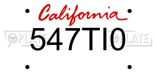 547TI0 California License Plate