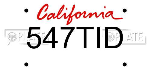 547TID California License Plate