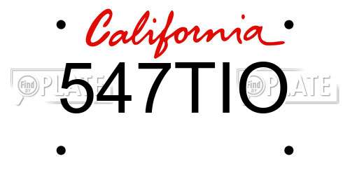 547TIO California License Plate
