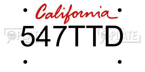 547TTD California License Plate