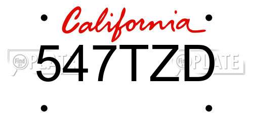 547TZD California License Plate