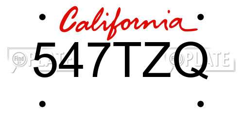 547TZQ California License Plate