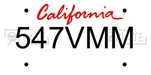 547VMM California License Plate