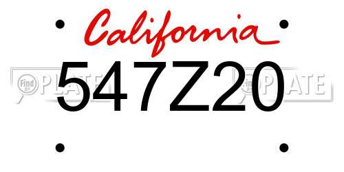 547Z20 California License Plate