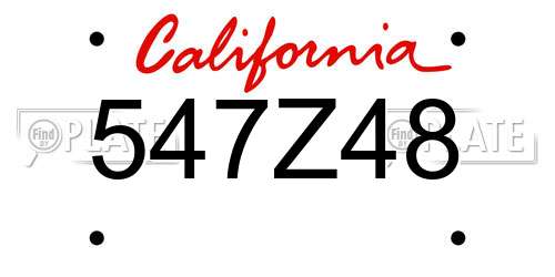 547Z48 California License Plate