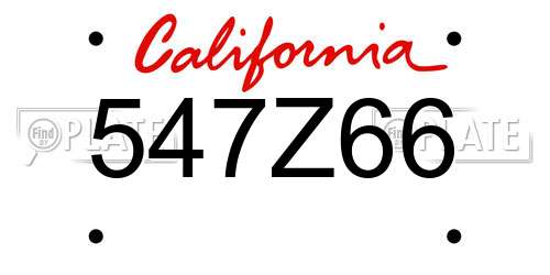 547Z66 California License Plate