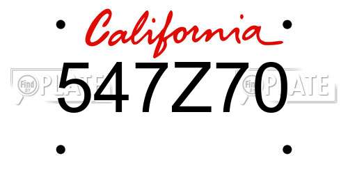547Z70 California License Plate