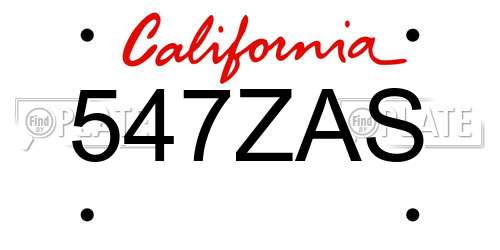 547ZAS California License Plate
