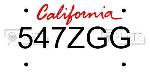 547ZGG California License Plate