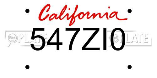 547ZI0 California License Plate