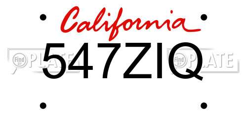 547ZIQ California License Plate