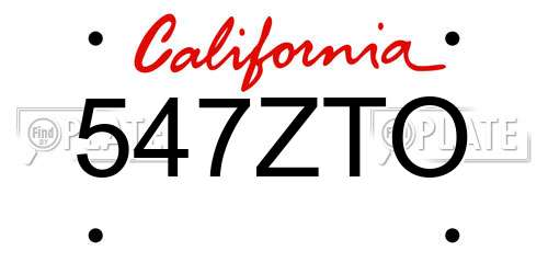 547ZTO California License Plate