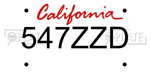 547ZZD California License Plate