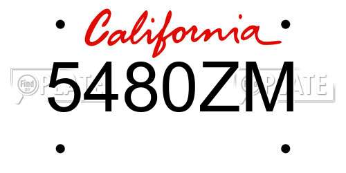 5480ZM California License Plate