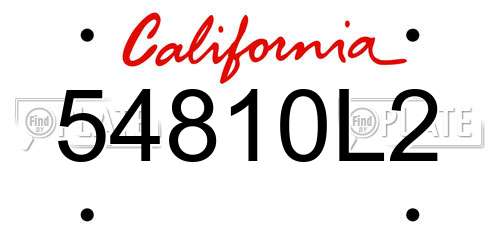 54810L2 California License Plate