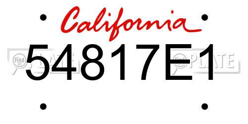 54817E1 California License Plate