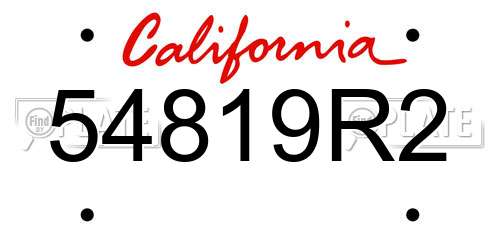 54819R2 California License Plate