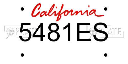 5481ES California License Plate