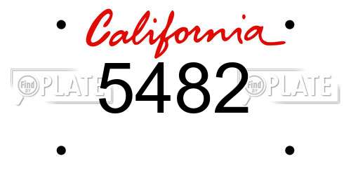 5482 California License Plate