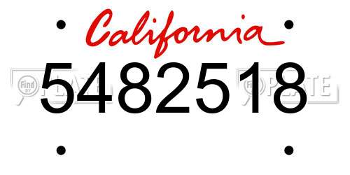 5482518 California License Plate