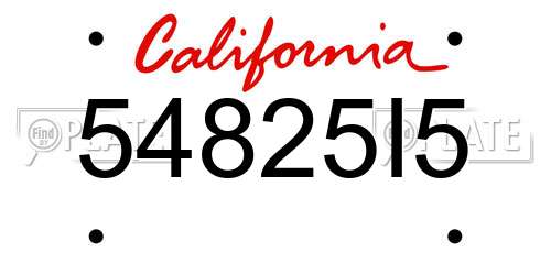 54825I5 California License Plate