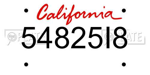 54825I8 California License Plate