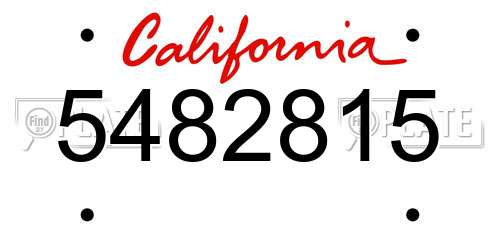 5482815 California License Plate