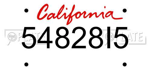 54828I5 California License Plate