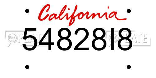 54828I8 California License Plate