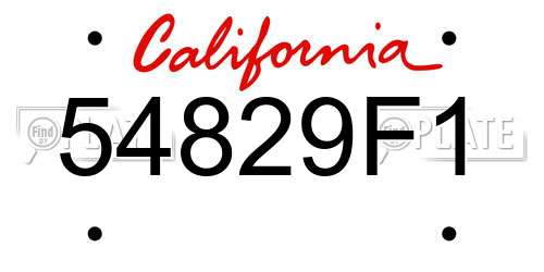 54829F1 California License Plate