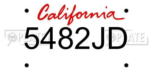 5482JD California License Plate