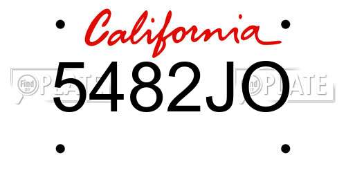 5482JO California License Plate