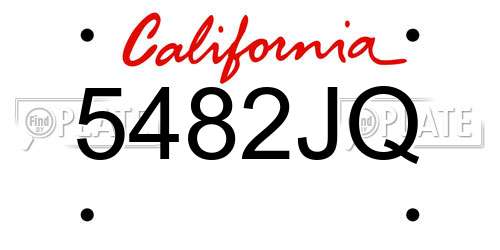 5482JQ California License Plate