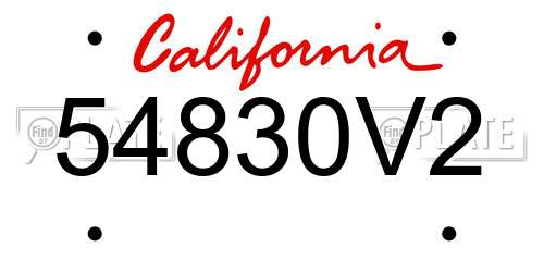 54830V2 California License Plate