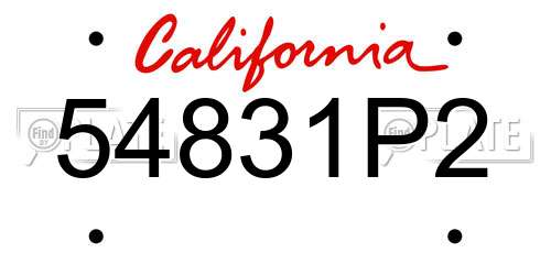 54831P2 California License Plate