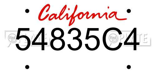 54835C4 California License Plate