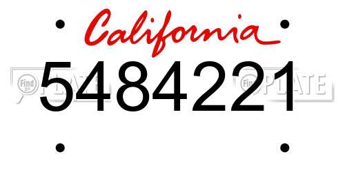 5484221 California License Plate