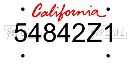 54842Z1 California License Plate