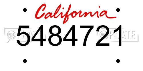 5484721 California License Plate